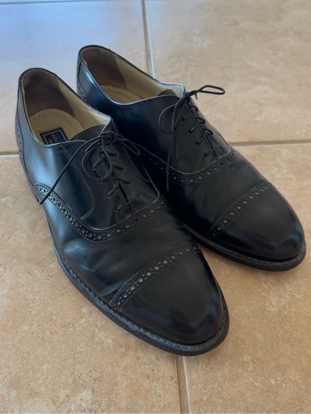 Bostonian Impressions USA Black Leather Brogue Cap Toe Oxfords 9.5
